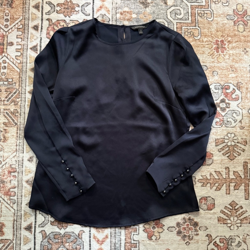 Banana Republic Black Blouse with Long Sleeves